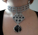 geometric chainmaille onyx necklace